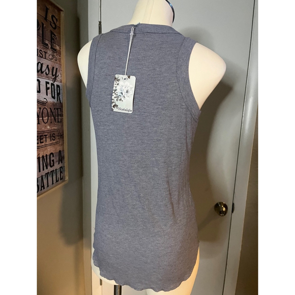 nwt womens gray tank top by nostalgia preshrunk very soft size large - Picture 7 of 9